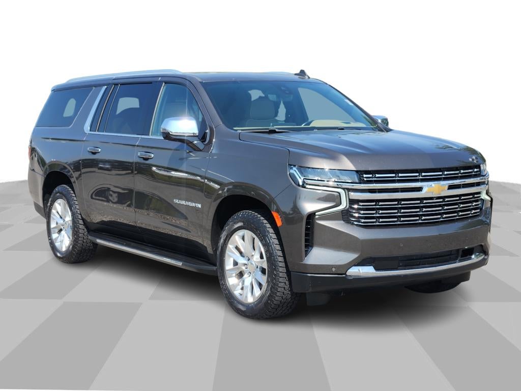 2021 Chevrolet Suburban Premier in Graywood Metallic — front three-quarter view