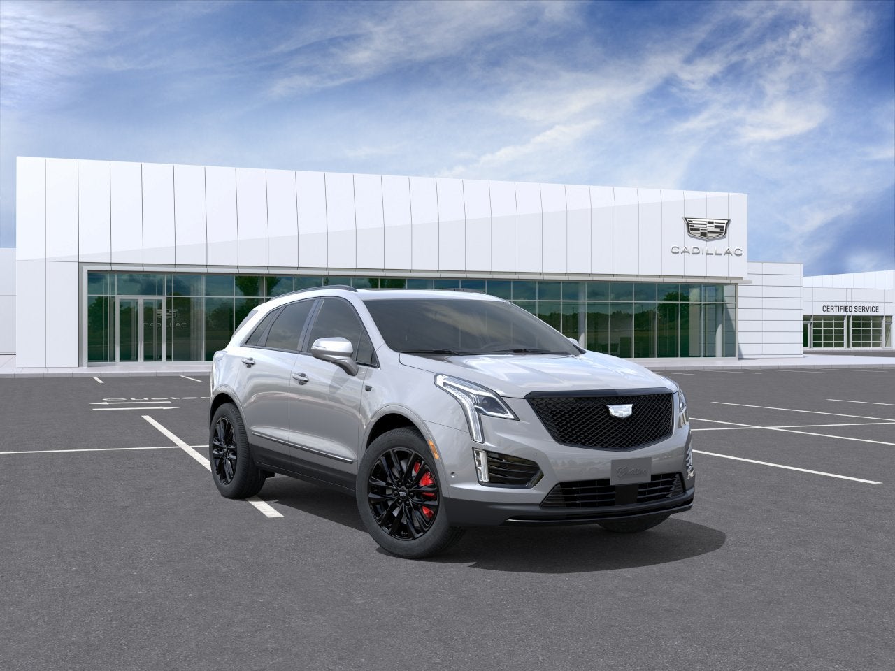 2026 Cadillac XT5 Sport in Argent Silver Metallic — front three-quarter view