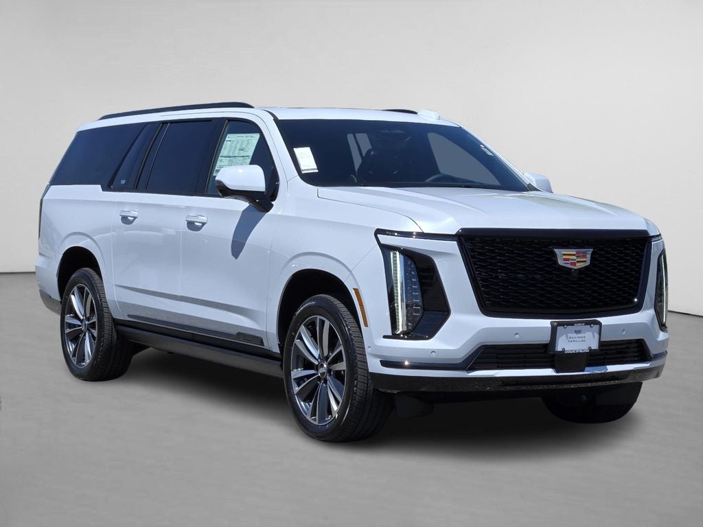 2026 Cadillac Escalade ESV Sport in Vibrant White Tricoat — front three-quarter view