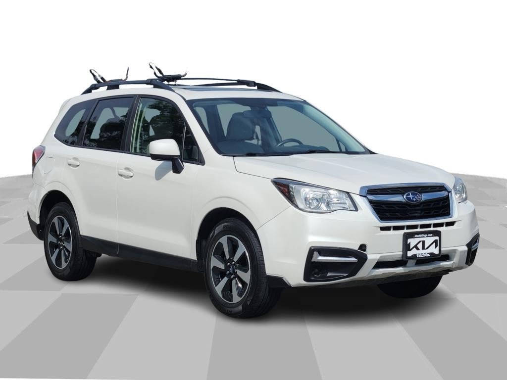 2017 Subaru Forester Premium in Crystal White Pearl — front three-quarter view